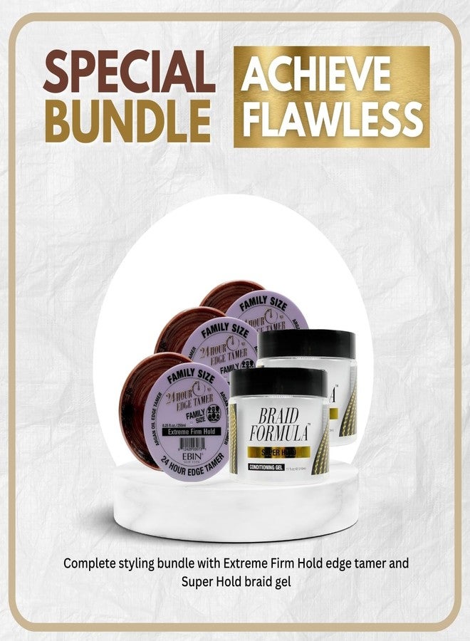 EBIN NEW YORK 3x 24 Hour Edge Tamer Extreme Firm Hold (250ml) Bundle with 2x Braid Formula Conditioning Gel Super Hold (310ml) Edge Control and Braiding Gel Styling – Gift Set (5 Items) - Image 2